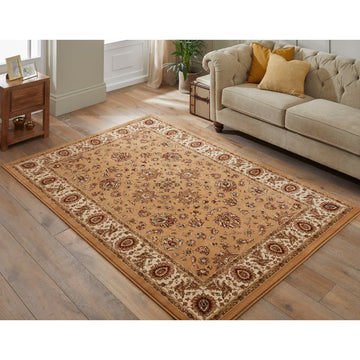 Grand Heritage GH102 Traditional Persian Classic Floral Vine Medallion Border Soft Stain-Resistant Durable Beige/Ivory Rug-Concept Looms-Rug Love - The Most Loved Rug Store